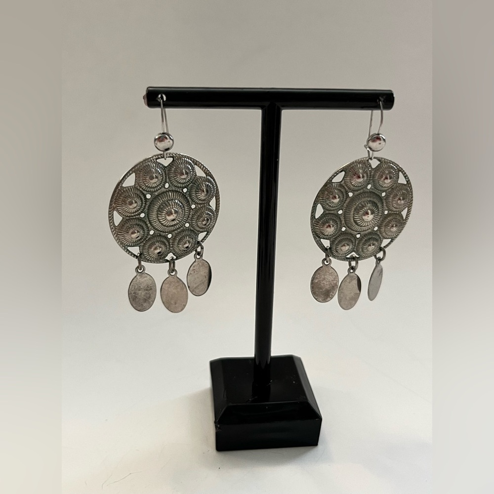 HANDMADE SILVER BALL DANGLE EARRINGS